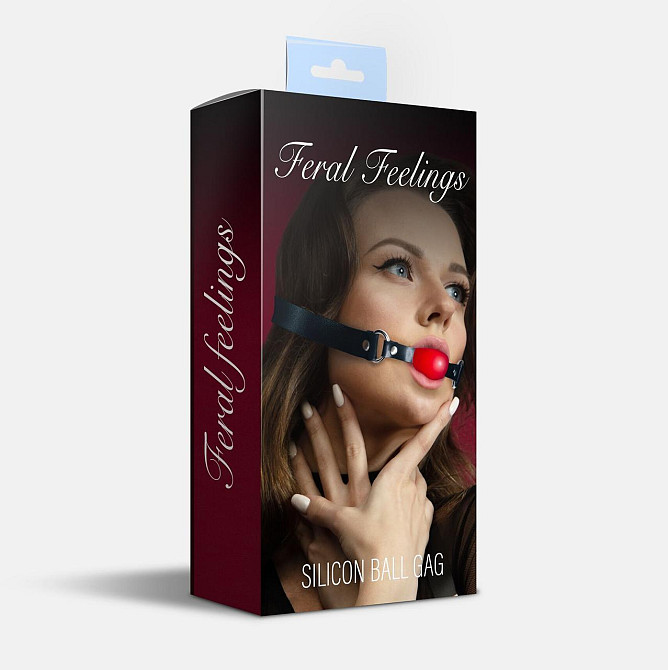 Кляп силіконовий Feral Feelings Silicon Ball Gag Black/Red, чорний ремінець, червона кулька Sex Aura Київ - фото 2