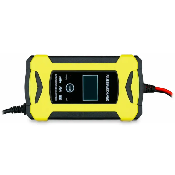 Автомобильное зарядное устройство Foxsur 12V 6A для аккумуляторов c LCD дисплеем (Желтый) Киев