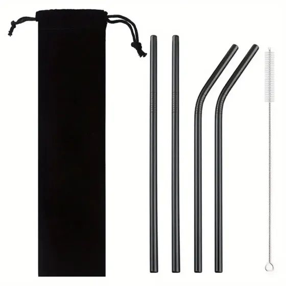 Многоразовые металлические соломинки черные, 4 шт. Киев