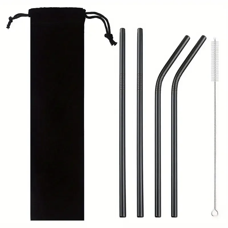 Многоразовые металлические соломинки черные, 4 шт. Киев - изображение 4