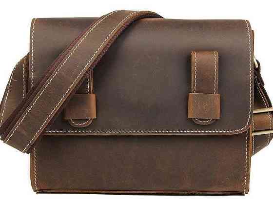 Сумка чоловіча-почтальонка в винтажной шкірі Vintage 14980 Коричнева Київ