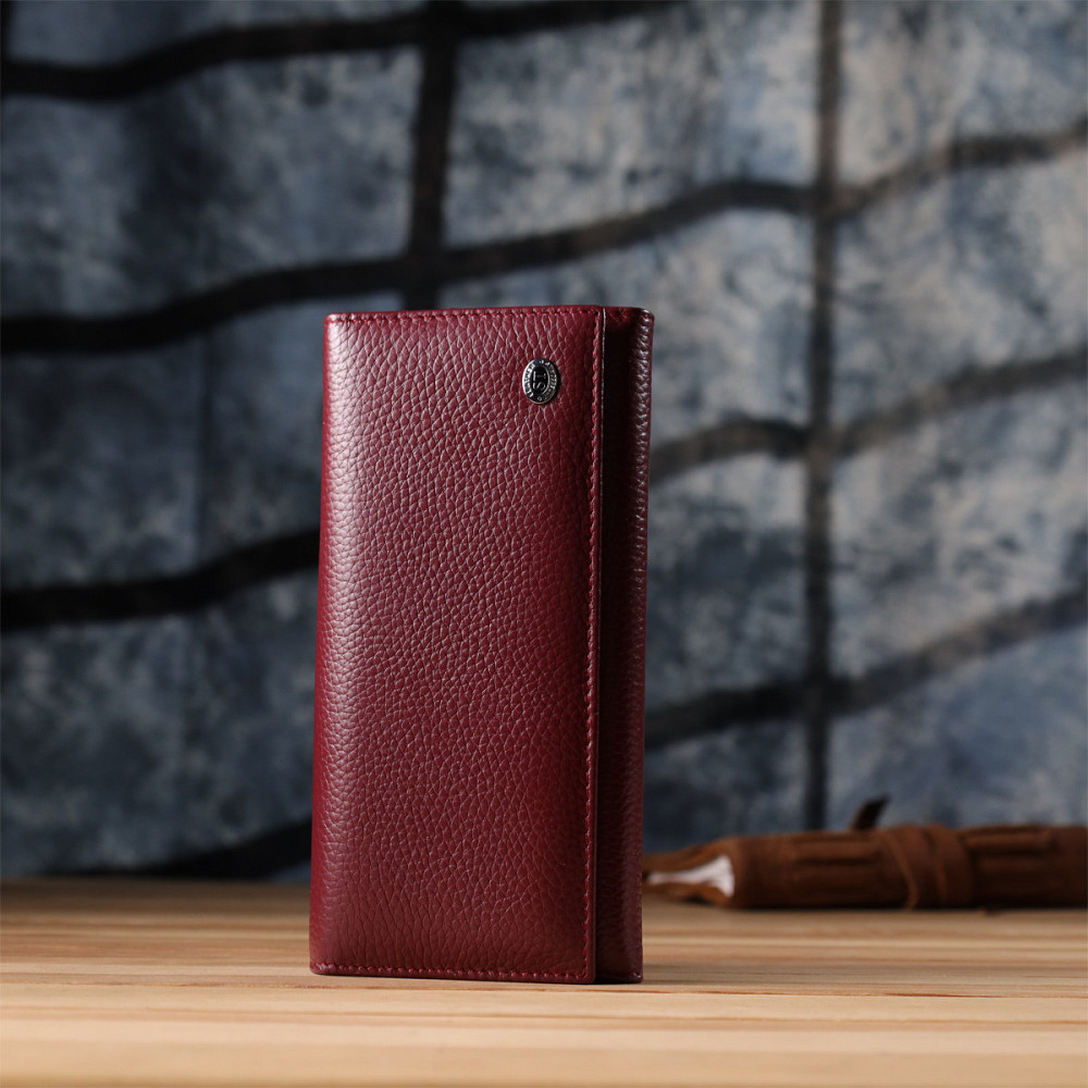 Практичний гаманець для жінок із натуральної шкіри ST Leather 23098 Бордовий Київ - фото 9