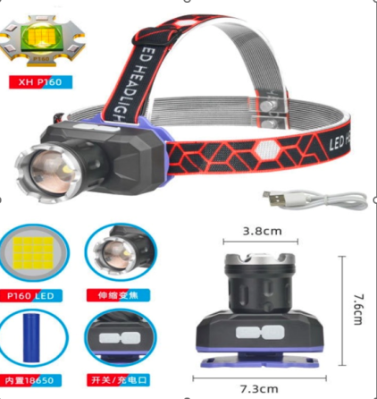 Налобний ліхтар PL-200, акум., ЗУ MicroUsb, зум Дніпро