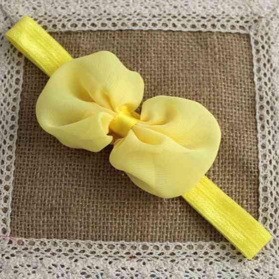 Детская повязка с шифоновым бантом one size желтый Киев