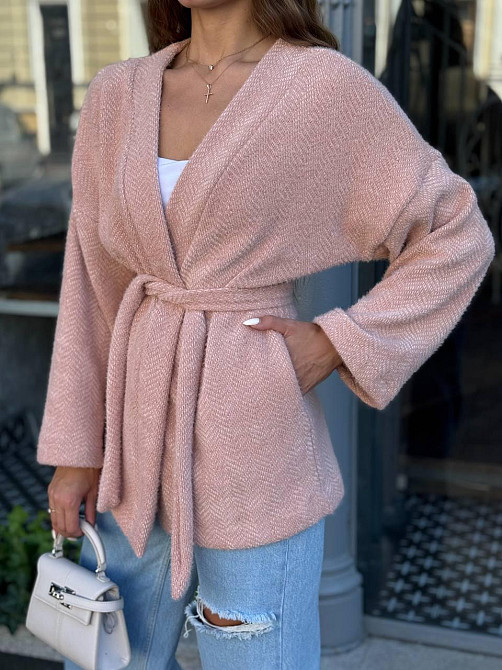 Жіночий теплий модний кардиган альпака Рожевий, 46/48 Одеса - фото 1