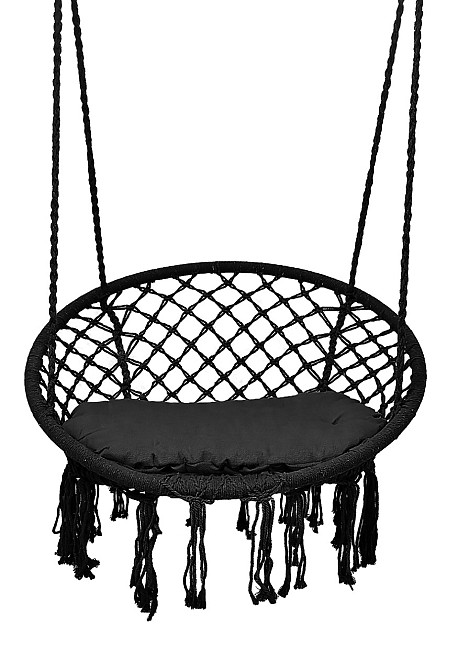 Подвесное кресло качалка качеля JUST GARDEN RIO-01 + подушка качели для террасы Черный Киев - изображение 1