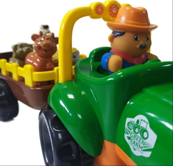 Трактор музичний Limo Toy з причепом звуки підсвічування 4 фігурки в комплекті Зелений (M 5572 UA) Чернигов