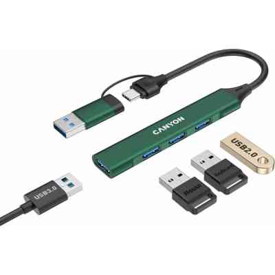 Концентратор Canyon hub DS-02 4in1 USB-A/C Green (CNS-TDS02GR) Вінниця