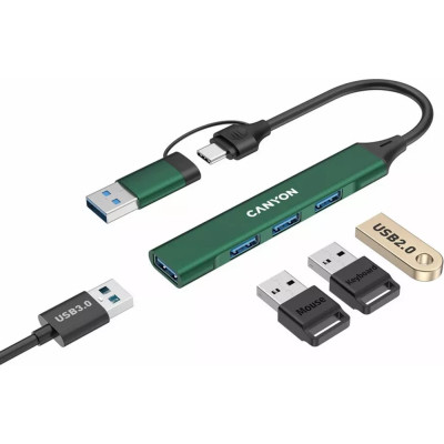 Концентратор Canyon hub DS-02 4in1 USB-A/C Green (CNS-TDS02GR) Вінниця - фото 3