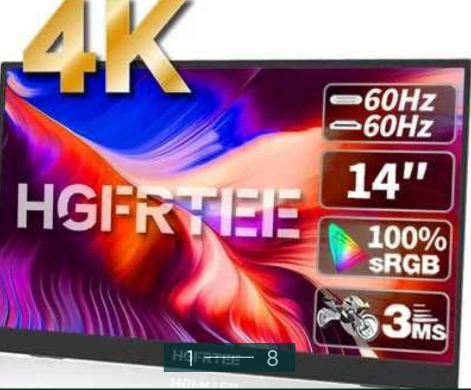 Монитор Портативный: 4K 3840*2160p UHD , ADS -IDS (100%DSI- P3) 14