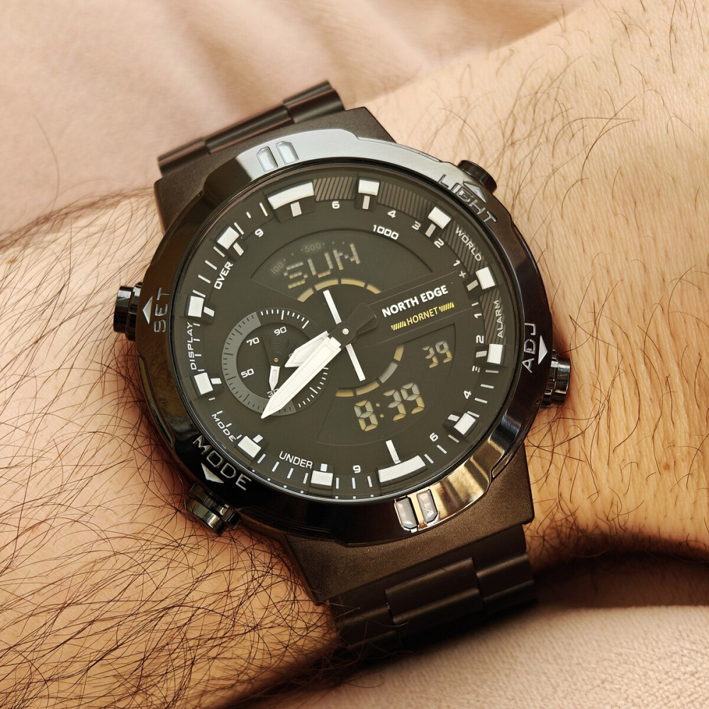 Часы мужские водостойкие тактические North Edge Hornet Iron Edition (2 ремешка) Черный Киев - изображение 8