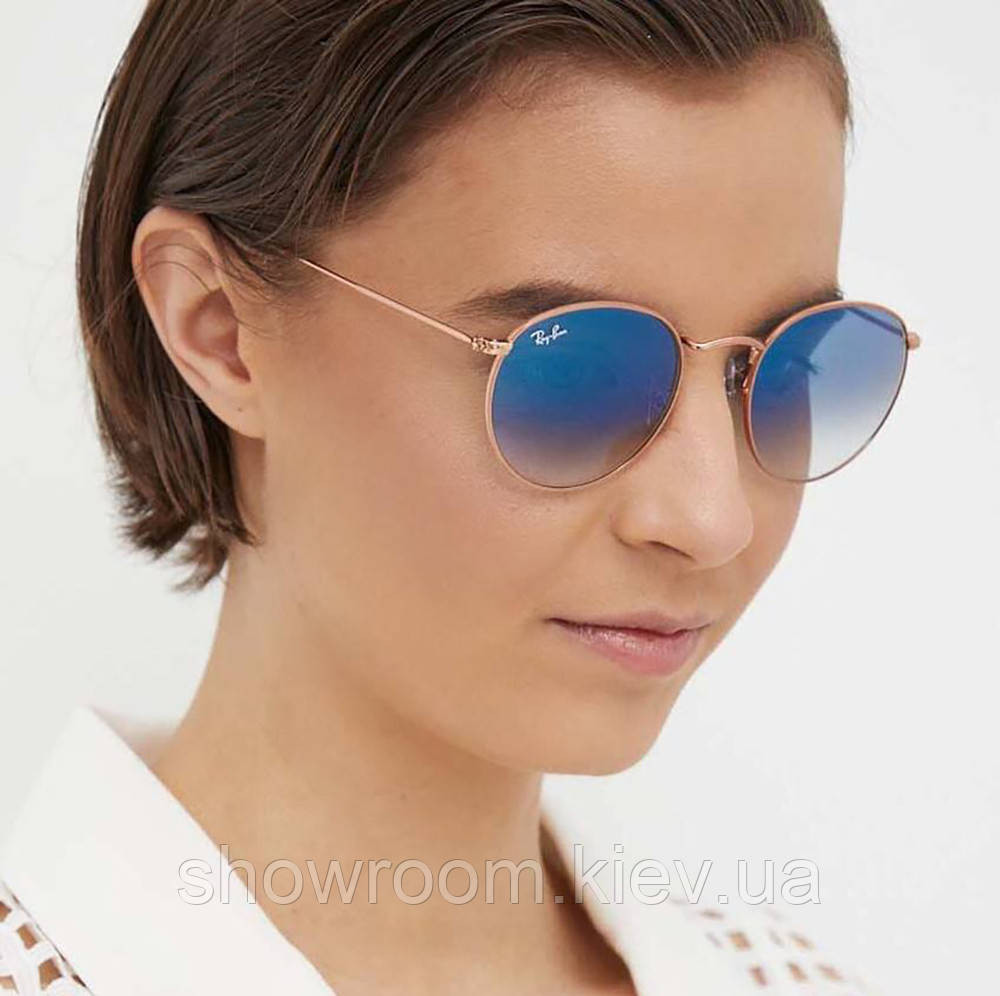 Солнцезащитные брендовые женские очки Ray ban round 3447 001/3F LUX Киев - изображение 3