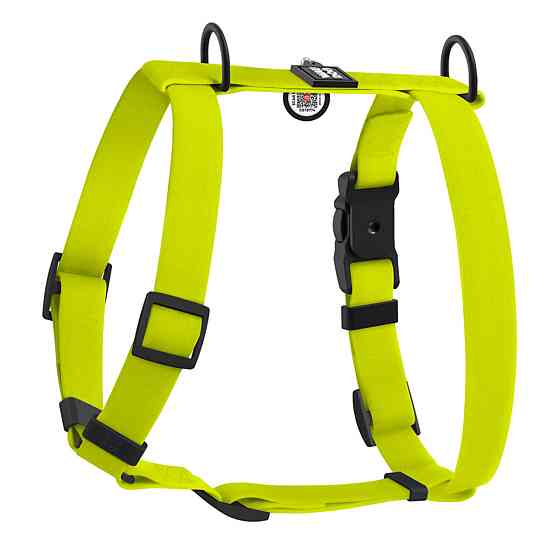 Шлея для собак водостійка анатомічна Н-подібна WAUDOG Magnet з QR-паспортом, магнітна пряжка-фастекс, L, Ш 25 мм, А 50-85 см, В 61-100 см, лимонний Київ