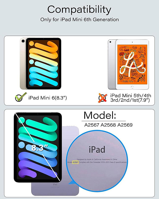 Чохол-клавіатура для iPad mini 7 A17 Pro 2024 / iPad mini 6 2021 8.3 Inch iPad mini 7th/6th Gen Дніпро - фото 6