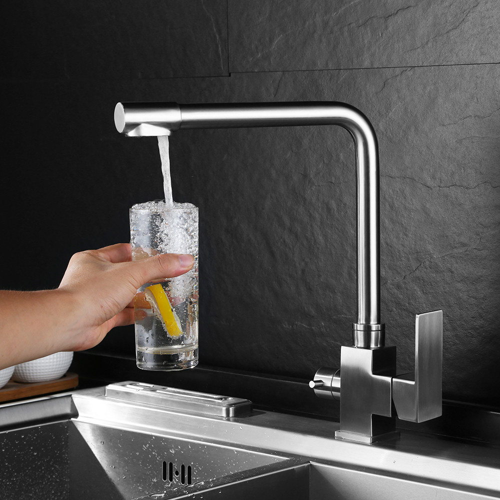 Змішувач для кухні Mixxus KUB-021 із виходом для питної води квадратний нерж. сталь (MI5864) Чернівці - фото 6