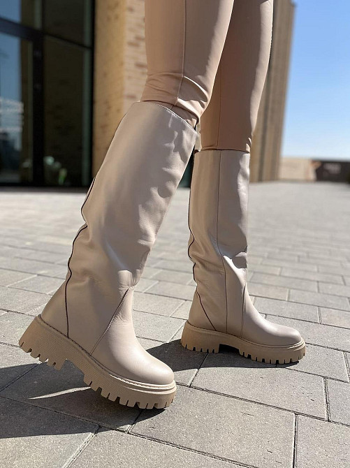 Чоботи жіночі SEE SEVEN латте натуральна шкіра зимні євро-хутро 38р.39р.40р. (4949) 38 Коломия - фото 1