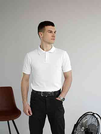 Белое базовое мужское поло веса/лето Pobedov Royal Киев