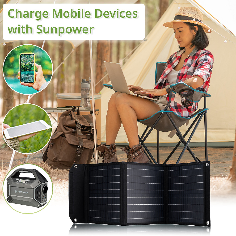 Портативний зарядний пристрій сонячна панель Bresser Mobile Solar Charger 40 Watt USB DC (3810040) Київ - фото 9