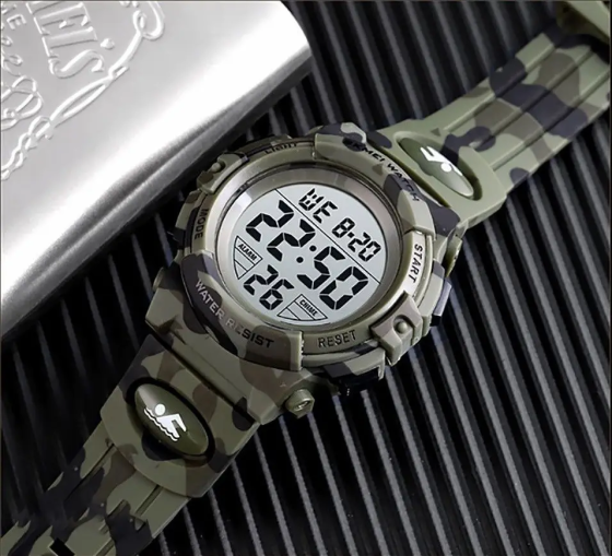 Дитячий спортивний наручний годинник Skmei Kids 1548 (Зелений камуфляж) Київ