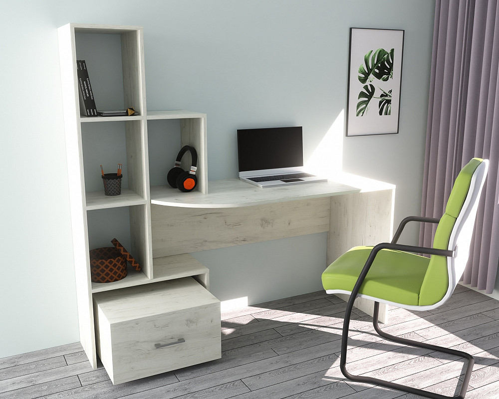 Стол письменный СП-1 №2, Дуб Крафт Білий, 1500/550/1500 Львов - изображение 2