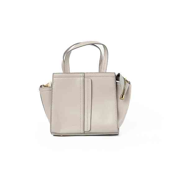 Сумка женская на молнии из искусственной кожи, с съемным плечевым ремешком и двумя ручками, Светло-серый Каменец-Подольский