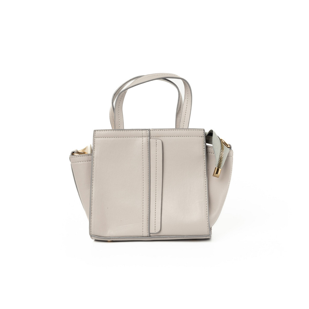 Сумка женская на молнии из искусственной кожи, с съемным плечевым ремешком и двумя ручками, Светло-серый Каменец-Подольский - изображение 1