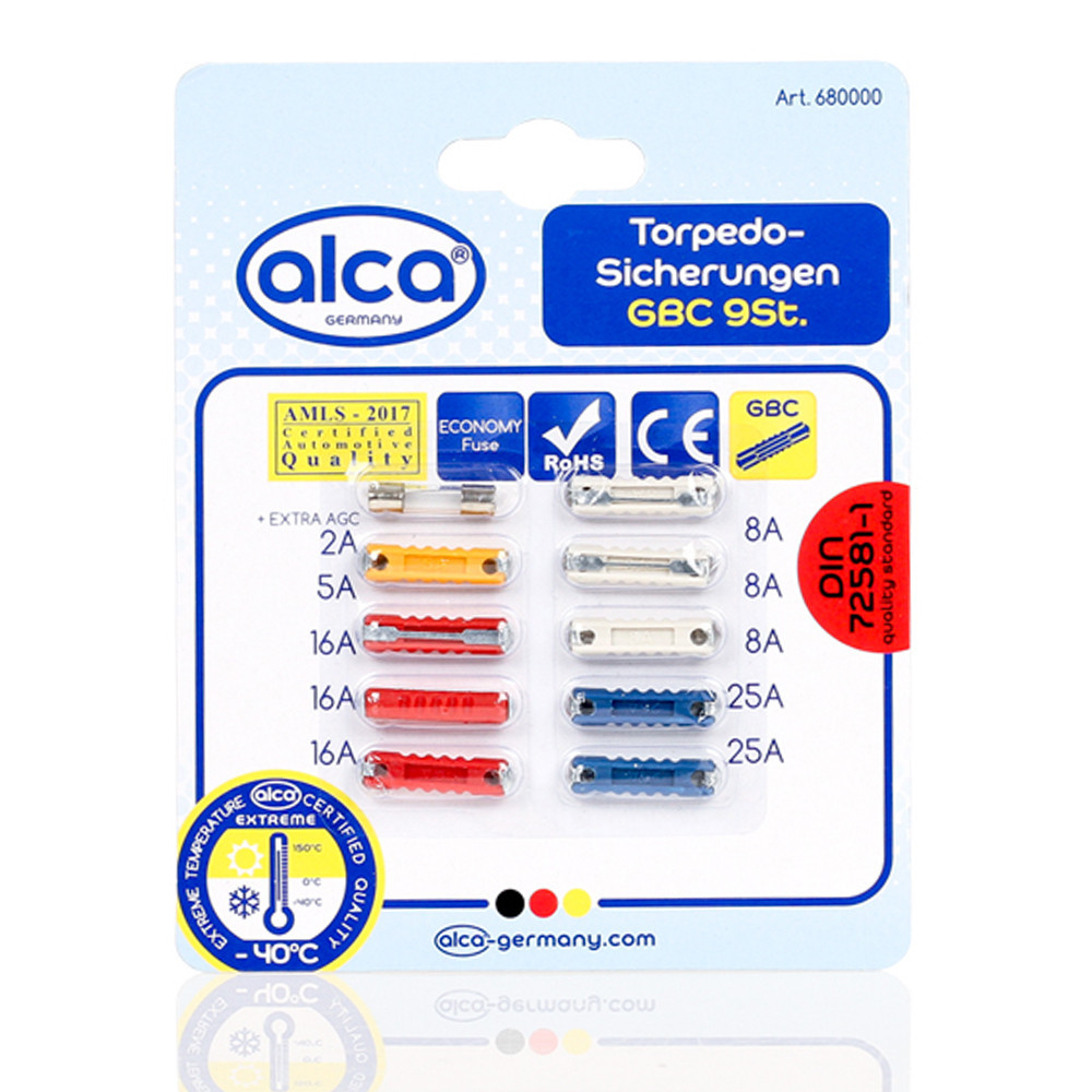 Набір запобіжників 10шт круглі (2-25А) "Fuse GBC Set M" Alca, 680000 Київ - фото 1