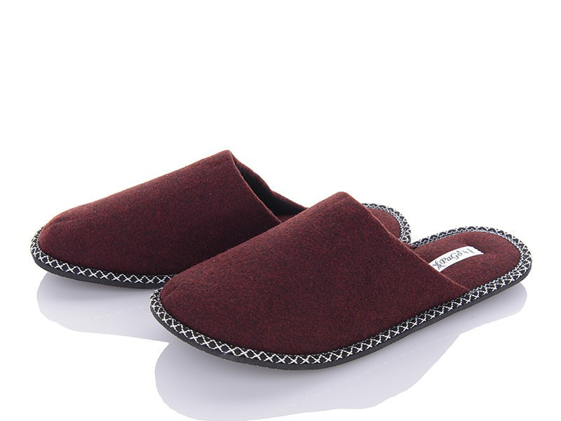 Тапочки домашние мужские комнатные закрытые PaGo бордовый войлок Одесса - изображение 4