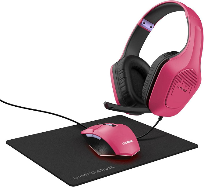 Ігровий геймерський набір Trust GXT 790P Tridox: дротова гарнітура 3.5мм , USB миша 6400 DPI, килимо Київ - фото 1