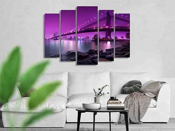 Модульна картина у вітальню / спальню Нічний міст Art-353_5 ( 80х118см ) Київ