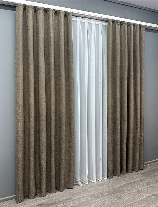 Комплект штор VR-Textil Жакард Viva Marmo № 1782ш Какао 150х290 см 2 шт (33-0755) Київ - фото 4