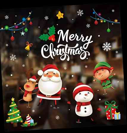 Новорічна наклейка на вікно кольорова 50 на 70 см різнобарвний Київ