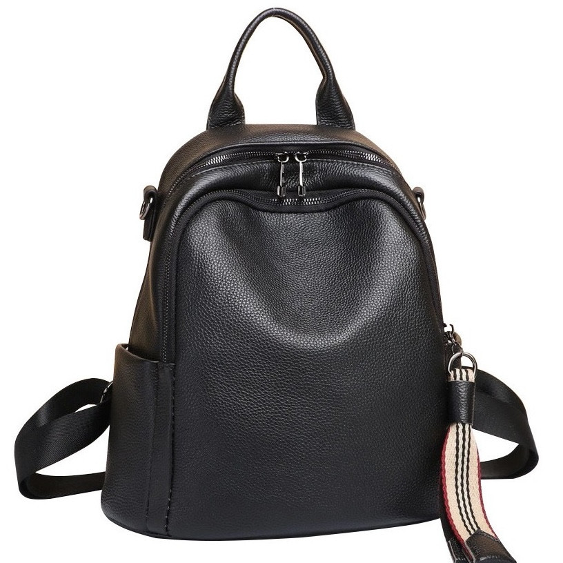 Чорний жіночий шкіряний міський рюкзак-сумка Киев - изображение 2