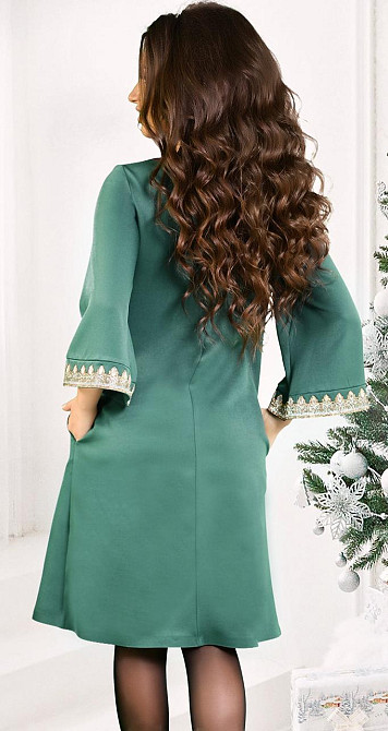 Ошатне розкльошене плаття з красивими рукавами та кристалами (42) Київ - фото 4