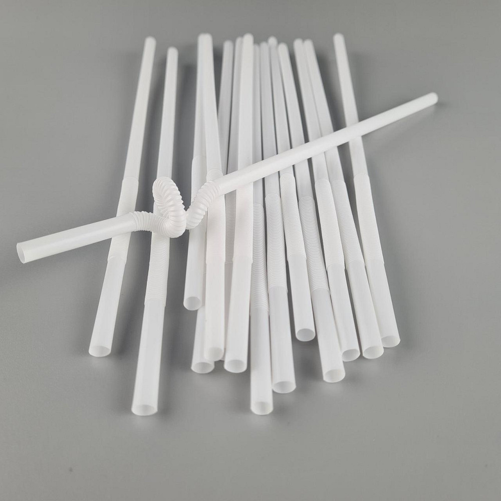 Трубочка-соломка для напитков с гофрой d6,0 -26см Белая Артистик (100 шт) Харьков - изображение 1