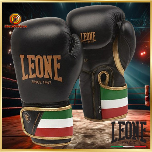 Перчатки боксерские для бокса и единоборств профессиональные натуральная кожа черные Leone Italy 10 унций Киев - изображение 1