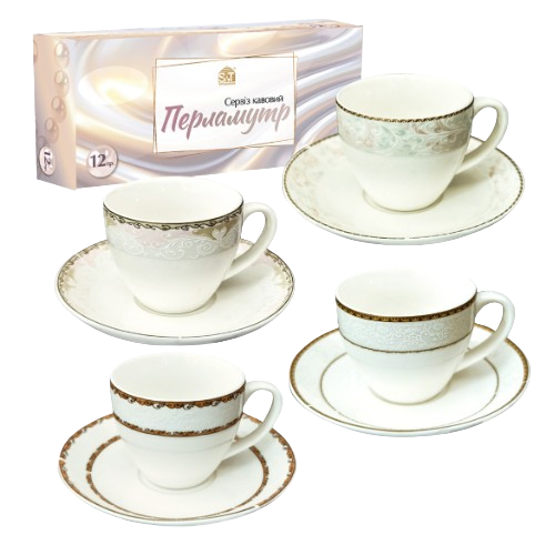Сервіз кавовий "Перламутр" 12 предметів (ч.100мл + блюдце) S&T Житомир - фото 1