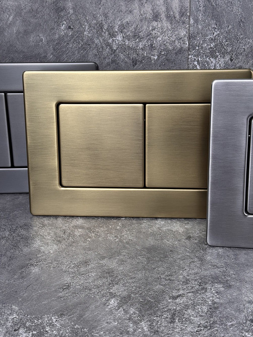 Панель змиву Koer KT-0612-12 240x160x10mm з нержавіючої сталі, кнопка квадр. (колір матове золото) (KR6121)   ( 21710 ) Харків - фото 4