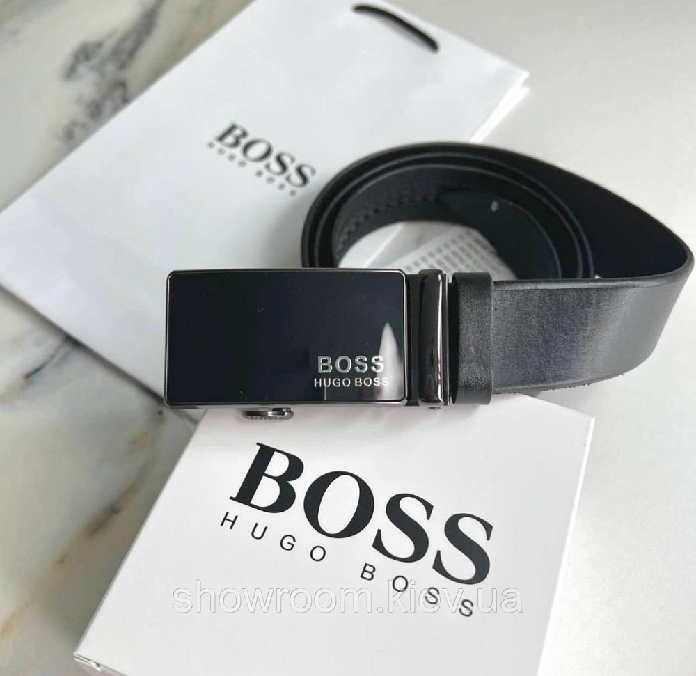 Чоловічий шкіряний ремінь із пряжкою автомат Boss (217) Київ - фото 1