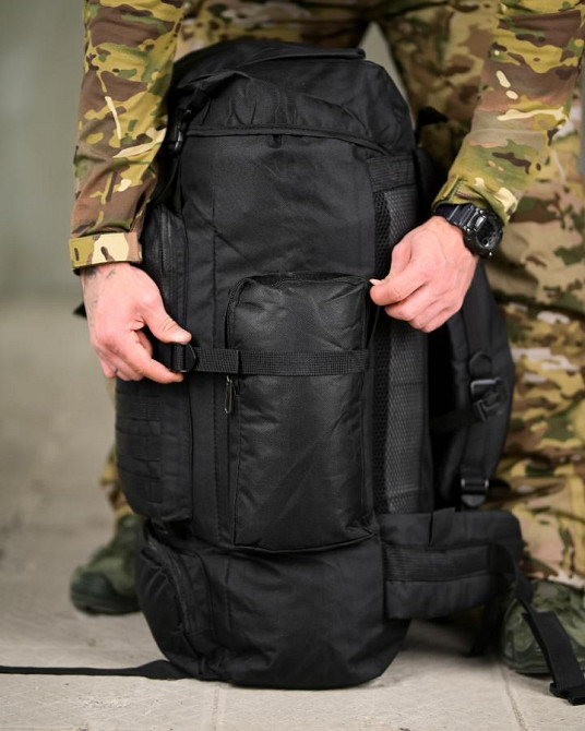 Рюкзак тактический 70 л Водонепроницаемый  черный ПП8252 Одесса - изображение 6