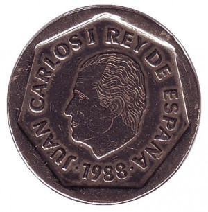 Хуан Карлос I. Монета 200 песет. 1988 рік, Іспанія.. (Р) Полтава - фото 1