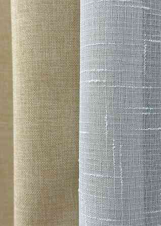 Комплект штор VR-Textil Лен Мешковина 150х270 2шт и Тюль 500х270 114ш-115т Бежевый с белым 71-022/4 Киев