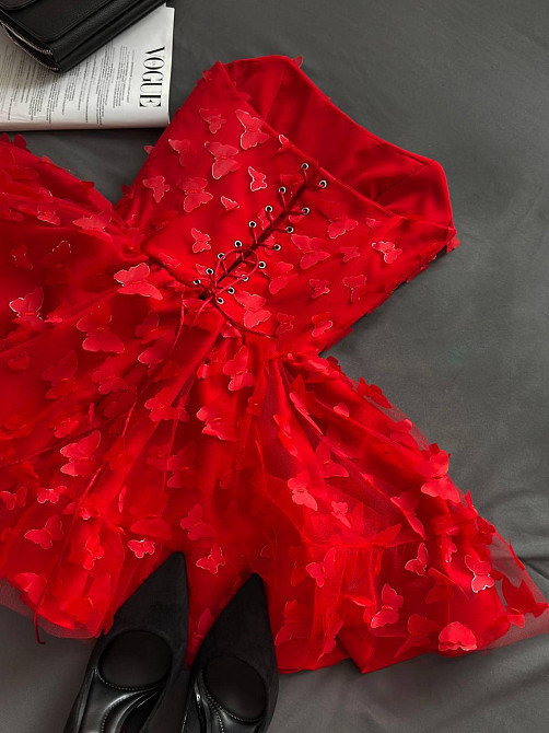 Женская романтическая привлекательная мини-платье костюмная+фатин бабочки(на подкладке) Красный, 42/44 Одесса - изображение 11