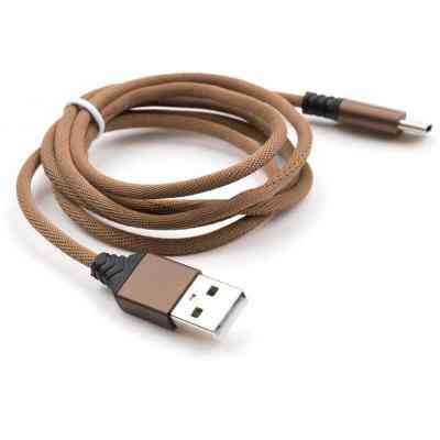 Дата кабель USB 2.0 AM to Type-C nylon 1m brown Vinga (VCPDCTCNB21BR) Винница