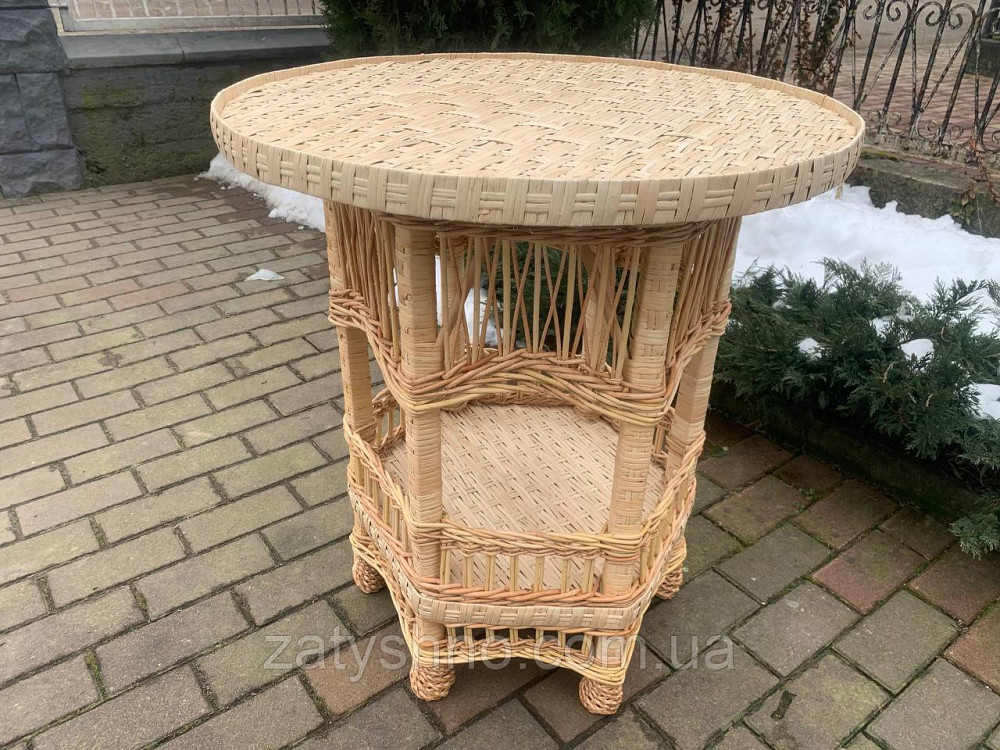 Журнальный стол  плетеный круглый с полкой Киев - изображение 2