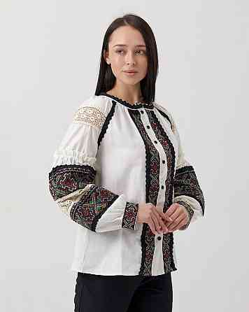 Жіноча сучасна вишиванка з мереживними вставками 80% бавовна, 20% поліестер 46 Одеса