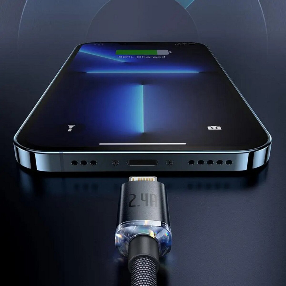 Кабель Baseus Crystal Shine Series Fast Charging Data Cable USB to iP 2.4A 1.2m Black Київ - фото 4