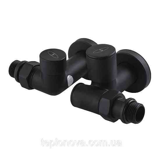 Набор Кран вентильный угловой с американкой SOLOMON LUX 1/2″  7777 TEN (2шт.) BLACK  (1уп) Черновцы