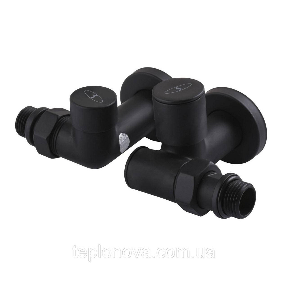 Набір Кран вентильний кутовий з американкою SOLOMON LUX 1/2" 7777 TEN (2 шт.) BLACK  (1уп) Чернівці - фото 1