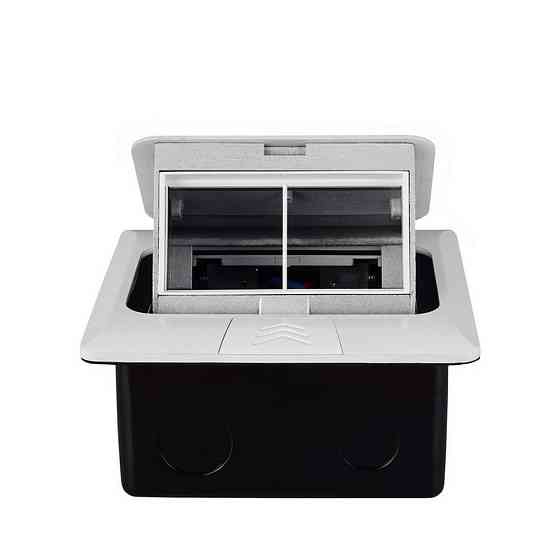 Розетковий люк підлоговий LIVOLO білий, вбудований у підлогу, пустий корпус без розеток для наповнення будь-якими модулями, з кришкою, IP44, алюміній, Коломыя